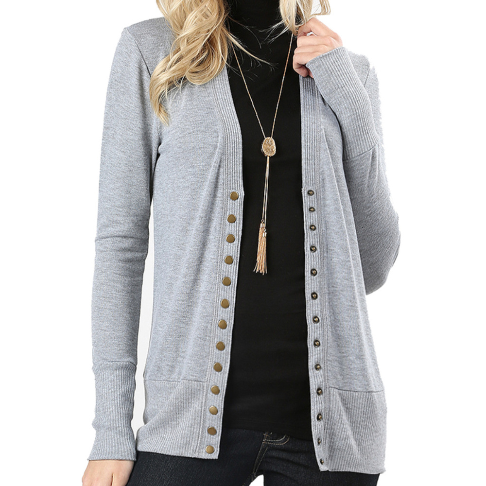 Long Sleeve Snap Button Carigan